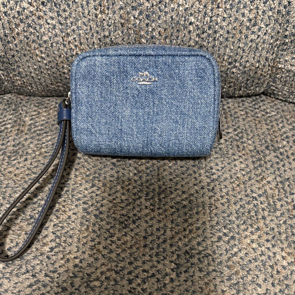 Coach Blue Denim Wristlet